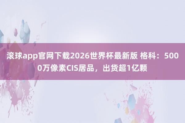 滚球app官网下载2026世界杯最新版 格科：5000万像素CIS居品，出货超1亿颗