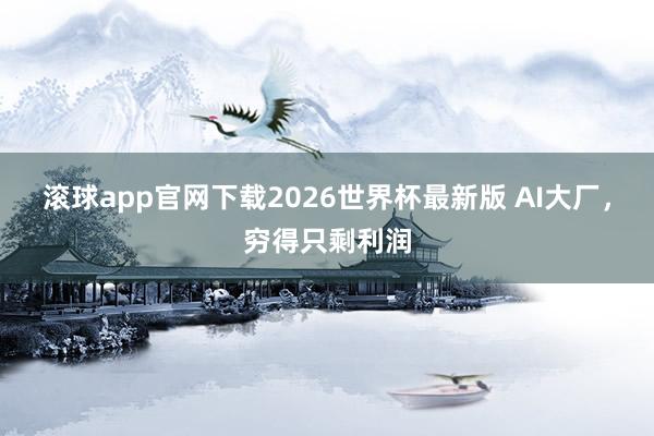 滚球app官网下载2026世界杯最新版 AI大厂，穷得只剩利润