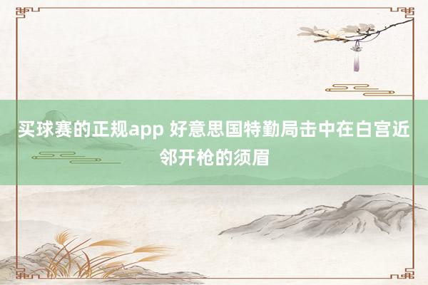 买球赛的正规app 好意思国特勤局击中在白宫近邻开枪的须眉