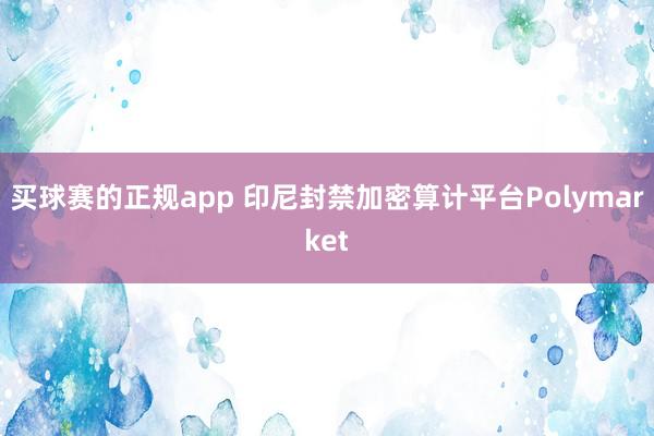 买球赛的正规app 印尼封禁加密算计平台Polymarket