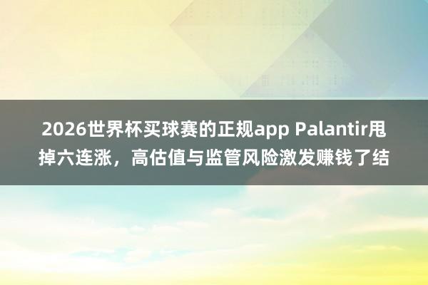 2026世界杯买球赛的正规app Palantir甩掉六连涨,高估值与监管风险激发赚钱了结 2026世界杯买球赛的正规app Palantir甩掉六连涨,高估值与监管风险激发赚钱了结