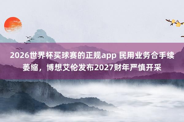 2026世界杯买球赛的正规app 民用业务合手续萎缩，博想艾伦发布2027财年严慎开采