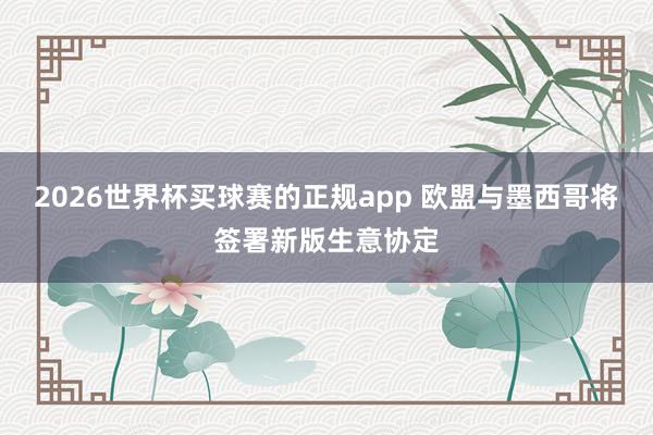 2026世界杯买球赛的正规app 欧盟与墨西哥将签署新版生意协定