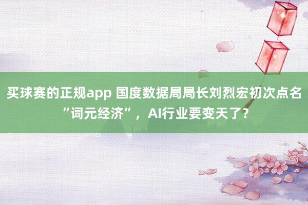 买球赛的正规app 国度数据局局长刘烈宏初次点名“词元经济”，AI行业要变天了？