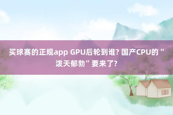 买球赛的正规app GPU后轮到谁? 国产CPU的“泼天郁勃”要来了?