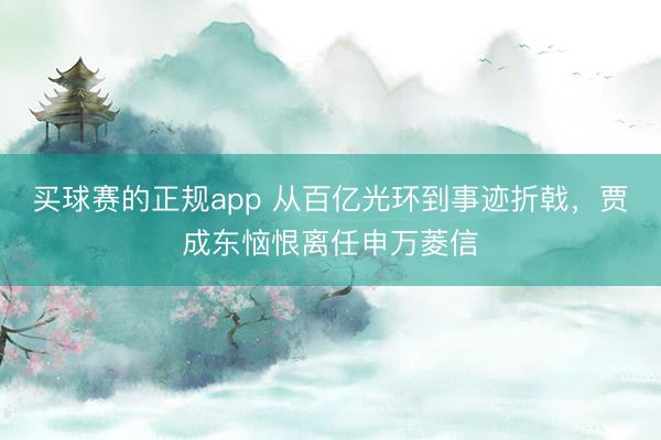 买球赛的正规app 从百亿光环到事迹折戟，贾成东恼恨离任申万菱信
