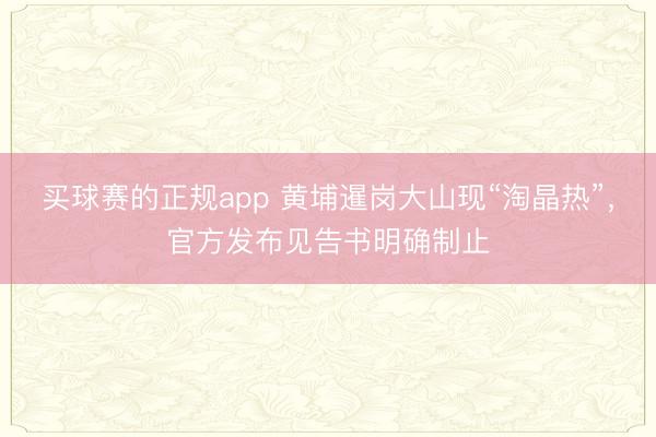买球赛的正规app 黄埔暹岗大山现“淘晶热”，官方发布见告书明确制止