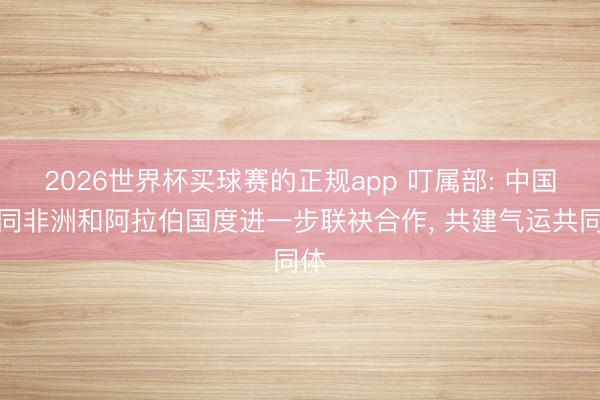 2026世界杯买球赛的正规app 叮属部: 中国将同非洲和阿拉伯国度进一步联袂合作， 共建气运共同体