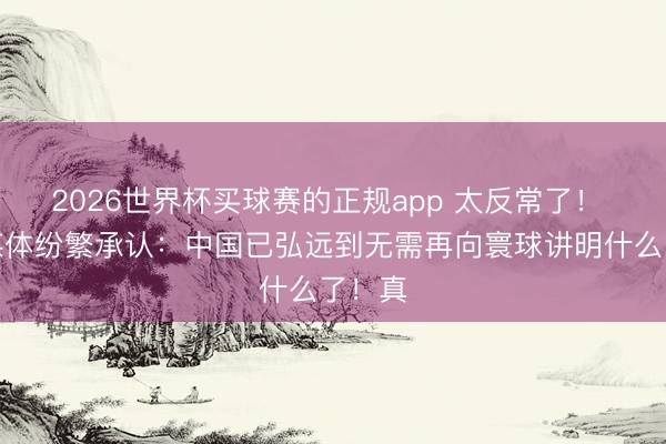 2026世界杯买球赛的正规app 太反常了! 多国媒体纷繁承认:中国已弘远到无需再向寰球讲明什么了!真